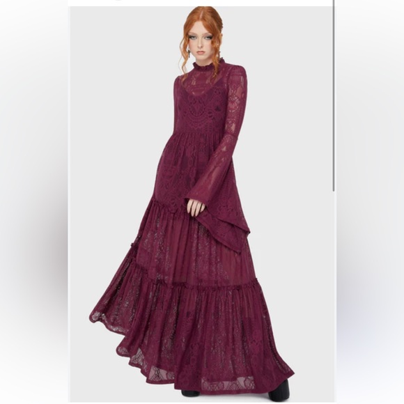 Killstar Dresses & Skirts - Killstar Hecate Maroon Lace Maxi Size XL